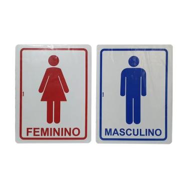Imagem de Placa de Banheiro Kit Masculino e Feminino Com Fita Adesiva - Look