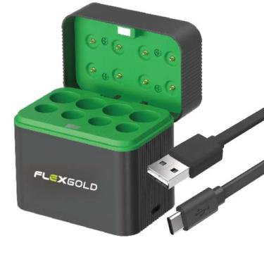 Imagem de Carregador De Pilhas Usb C Com Indicador De Carga Led Turbo - Flex
