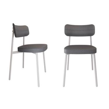 Imagem de Cadeira Alloa Fixa com 4 Pés 50 x 44,7 x 83,8 cm com 2 Unidade Cinza -