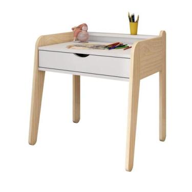 Imagem de Mesa Infantil em Madeira Maciça e MDF Corujinha Casatema Branco/Natura