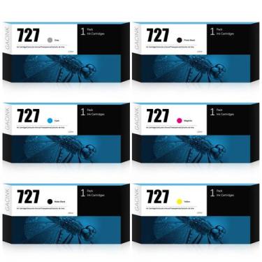Imagem de Cartuchos de Tinta GACINK 727 Kit com 6 Unidades 300ml Preto Fosco + C