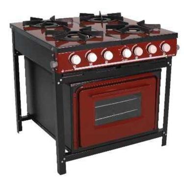 Imagem de  Fogão a Gás  Bravo 4 Bocas BR4BFVR com Forno VERMELHO INTENSO Met Venâncio