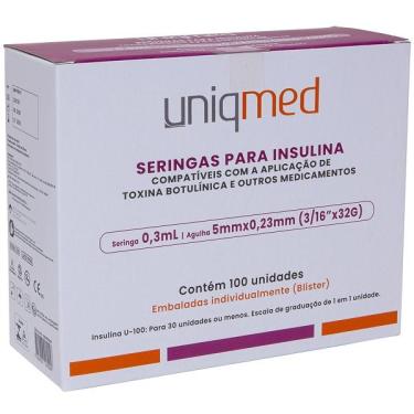 Imagem de Seringa para Toxina Insulina Uniqmed 0,3ML 5MM X 32G 