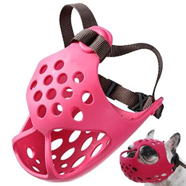 Imagem de Myweyde focinho curto de focinho, Friendly Short Snout Dog Muzzle Soft Silicone, Dog Muzzles para cães pequenos de focinho curto para parar de latir (Rose, L)