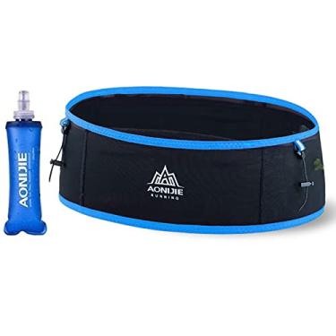 Imagem de Cinto de hidratação de corrida refletivo com garrafa macia de água de 250 ml bolsa de cintura masculina feminina para academia fitness maratona de 17,5 cm suporte de telefone celular, G, G/GG (cintura: 88