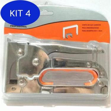 Imagem de Kit 4 Grampeador Pinador Profissional Alta Pressão Tapeceiro - Bestfer