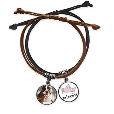 Imagem de DIYthinker Bulldog Pulseira de couro para animais de estimação assustadores com corrente de mão