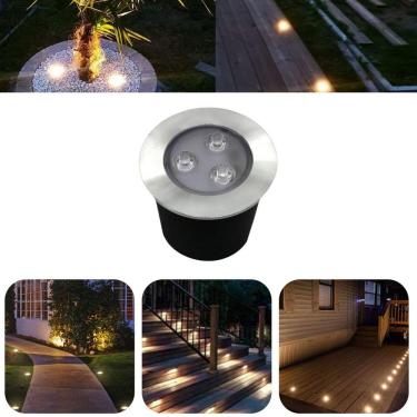 Imagem de Luminária Balizador Spot Led SMD Em PVC De 3W Luz Branco Quente De Embutir Em Piso Chão Solo Gramado Jardim Escada
