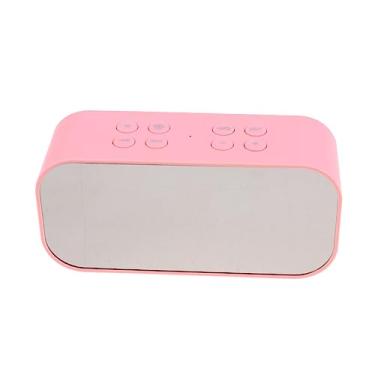 Imagem de Amosfun relógio despertador LED alarme de espelho mini alto falante rosa