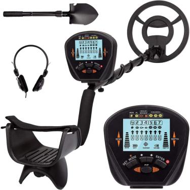 Imagem de UOBEKETO Detector de metais portátil para adultos, detector de metais subterrâneo de alta sensibilidade, localizador de joias portátil LCD Treasure Gold Digger Hunter ajustável