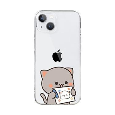Imagem de Capa de telefone de casal de gato engraçado para iPhone 13 14 12 11 15 Pro Max Mini X XR XS 7 8 Plus SE Animal de desenho animado transparente capas emparelhadas, estilo 3, para iPhone 7 ou 8