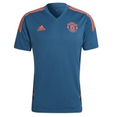 Imagem de adidas Camiseta masculina de futebol do Manchester United - Design focado no movimento com tecnologia AEROREADY, Azul, G
