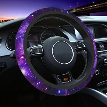 Imagem de Capa de volante Galaxy roxa para mulheres e homens, capa protetora universal de neoprene de 38 cm antiderrapante fofa espaço carro suporte de volante acessórios de carro capa protetora para veículos,