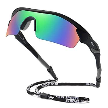 Imagem de Bevi Óculos de sol esportivos polarizados TR90 armação inquebrável para homens e mulheres, corrida, ciclismo, golfe, beisebol, Verdes, X-Large