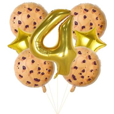 Imagem de Chocolate Chip Cookie Party Decorations, 7pcs Cookies Birthday Number Foil Balloon for Milk and Cookies 4th Birthday Party Supplies (4th)