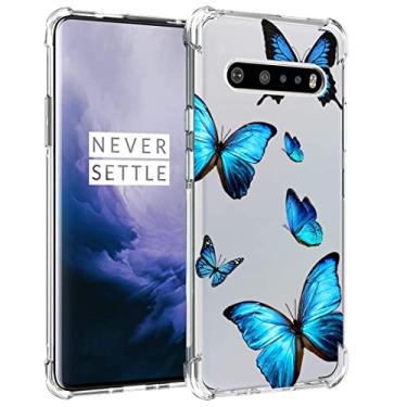 Imagem de Zoeirc Capa para LG V60 ThinQ 5G/LG V60/LM-V600 Capa transparente para meninas e mulheres, capa protetora transparente de TPU macio à prova de choque para LG V60 (borboleta)