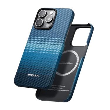 Imagem de pitaka Capa para iPhone 15 Pro compatível com MagSafe, fina e leve para iPhone 15 Pro de 6,1 polegadas com sensação de toque sem capa, feita de fibra de aramida 1500D [MagEZ Case 5 - Moonrise]