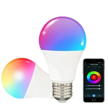 Imagem de Lâmpadas LED E27 Wifi Bluetooth RGB, 110V/220V, Controle por Aplicativo, Compatível com Alexa e Google Assistant, Luz Inteligente para Casa