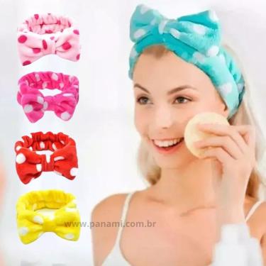 Imagem de Faixa para Skin Care Maquiagem Laço com Elastico - Tiara para Maquiagem Faixa de Cabelo Skin Care - PANAMI