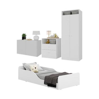 Imagem de Quarto Infantil Completo C/ Minicama E Mesa Cabeceira Multimóveis Mp4204 Branco Branco