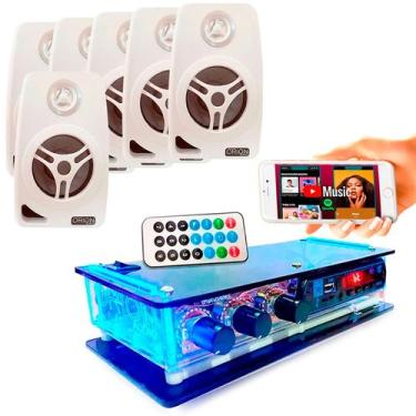 Imagem de Kit Som Ambiente 12 Pcs Caixa Branca C/ 2 Pcs Receiver Bt - ORION