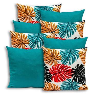 Imagem de Kit 8 Capas de Almofada Lisa e Estampada com Zíper Gorgurinho 40x40cm 