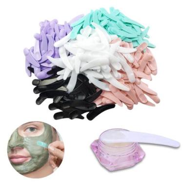 Imagem de 100Un Mini Espátula Ponta Redonda Para Cremes Faciais Skin Care - Kit 