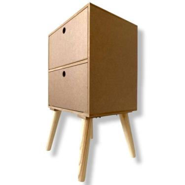 Imagem de Criado Retro 2 Gavetas Mesa Cabeceira Quarto Mdf Cru - ARTESANATO ROMA