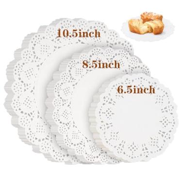 Imagem de Svalor Doilies de papel, 99 peças, 16,5 cm, 21,6 cm e 26,7 cm, guardanapos para alimentos, jogos americanos redondos de papel para bolos