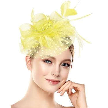 Imagem de Chapéu Fascinators vintage anos 20, anos 50, para mulheres, festa de chá, Halloween, tiara de flores, chá de panela, casamentos, eventos temáticos, Gengibre, 1-2