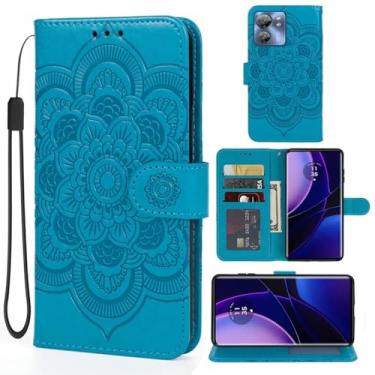 Imagem de Bohefo Capa para Motorola Edge 40/Motorola Edge 2023/Motorola Edge (geração 4), capa carteira de couro mandala, flip com suporte para cartão de crédito, suporte para celular para Motorola Edge 2023 5G