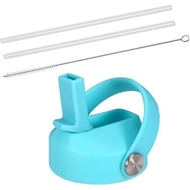 Imagem de HYDROWION Tampa de canudo para boca larga Hydro Flask, tampa de canudo flexível, compatibilidade com a maioria das garrafas de água esportivas 12 16 18 20 32 40 1,8 g, tampas de canudo para garrafa de água simples e moderna (menta, 1 unidade)