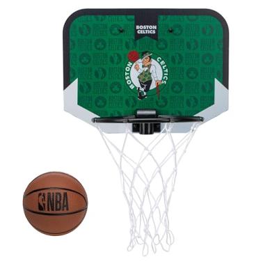 Imagem de Franklin Sports NBA Boston Celtics Mini Cesta de basquete sobre a porta - Minicarola infantil com bola - Brinquedo para fãs da NBA para quarto + escritório - Conjunto sobre a porta