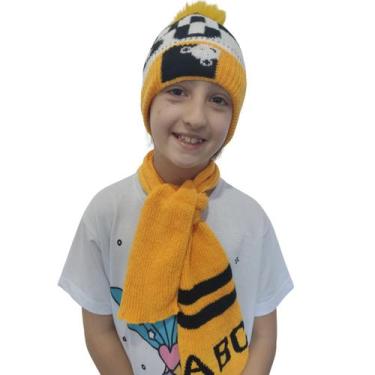 Imagem de Kit Infantil Touca Lã Pelúciada, Cachecol Elite Cor: Amarelo