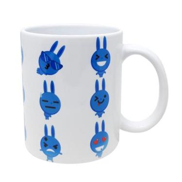 Imagem de Caneca Branca Personalizada Emoji Animal Coelho Azul - GMH Prod. Serv.