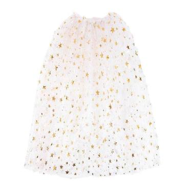 Imagem de Saia Carnaval - Longa - Estrelas - Branco & Dourado - 01 UN - Cromus -