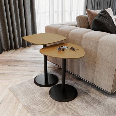 Imagem de Conjunto Mesa de Canto Keva 40x40x53cm Natural Tawary