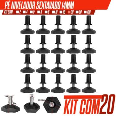 Imagem de Kit C/ 20 Sapata Pé Nivelador Para Móveis com Bucha 10mm Regulavel Par
