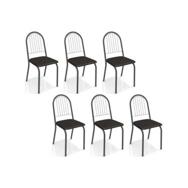 Imagem de Kit 6 Cadeiras Sala Jantar Noruega C077 6 Un Preto Fosco/Courano Preto 110 - Kappesberg