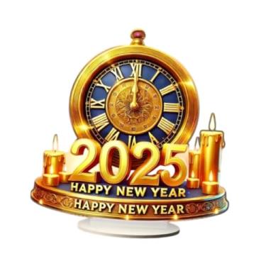 Imagem de Ｂｅｓｇａ 2025 Feliz Ano Novo Decoração Celebração Relógio Foto Adereços Relógio Estátua Relógio Ornamento para Casa Estante Escritório Mesa Loja