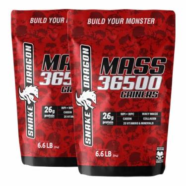 Imagem de Kit 2x Hipercalorico Refil 3Kg Mass 36500 Gainers Whey Protein Isolado e Concentrado Importado (Cookies And Cream)