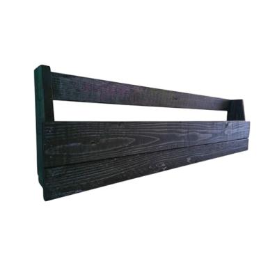 Imagem de Prateleira de parede de madeira rústica, acabamento preto, organizador de sapatos flutuantes