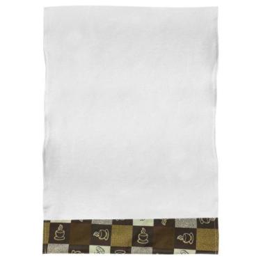 Imagem de Pano de Prato Algodão Personalizado Com Barrado Estampado Alta Absorçã