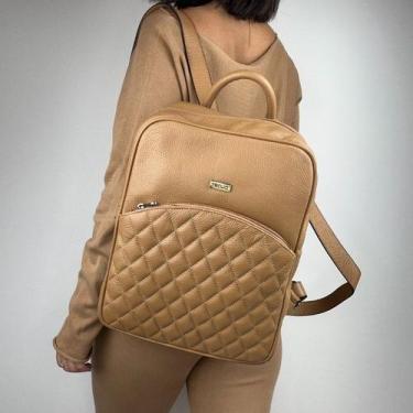 Imagem de Mochila recuo em couro legítimo b.846, Camel