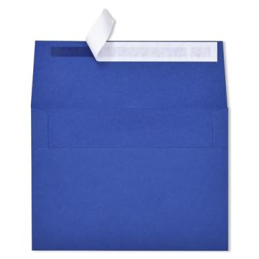 Imagem de Envelopes autovedantes A7 pacote com 50 - 13 x 18 cm, envelopes de convite azuis em branco para cartões, cartas, eventos e correspondência profissional (fechamento seguro)