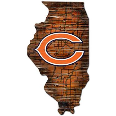Imagem de Fan Creations NFL Chicago Bears Mini placa estadual unissex Chicago Bears, cor do time, 30,5 cm