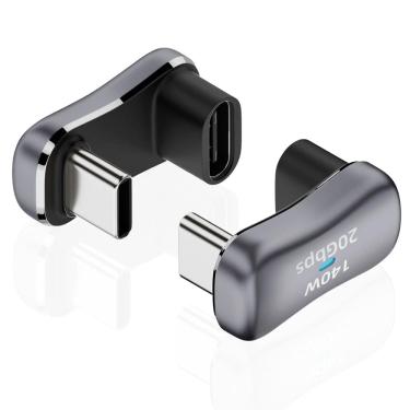 Imagem de Adaptador USB C AreMe, ângulo de 180°, USB-C macho para fêmea, 20 Gbps, PD, 140 W