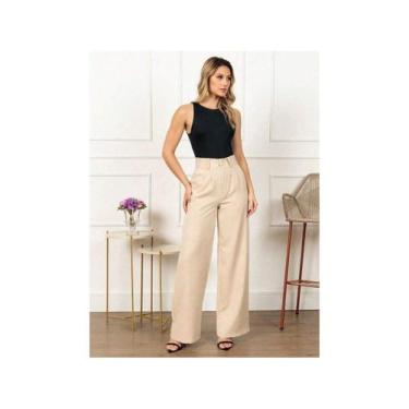 Imagem de Calca pantalona tecido alfaiataria sem faixa - NoBrand, Damasco, M