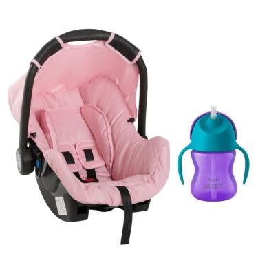 Imagem de Bebê conforto grid rosa e copo de treinamento dino 9m+