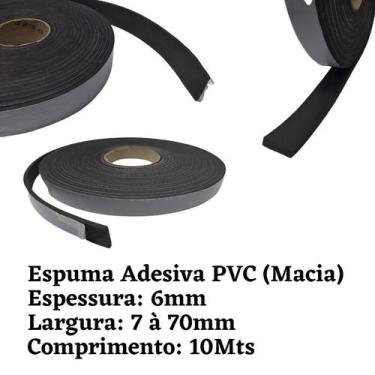 Imagem de Espuma Fita Adesiva PVC  Borracha Vedação  e=6mm X 10 Mts  Preta - Leo